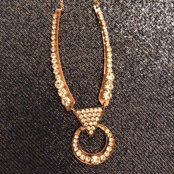 Sandy Hyun Cut Out Crystal Necklace Gold Tone - Picture 3 of 5